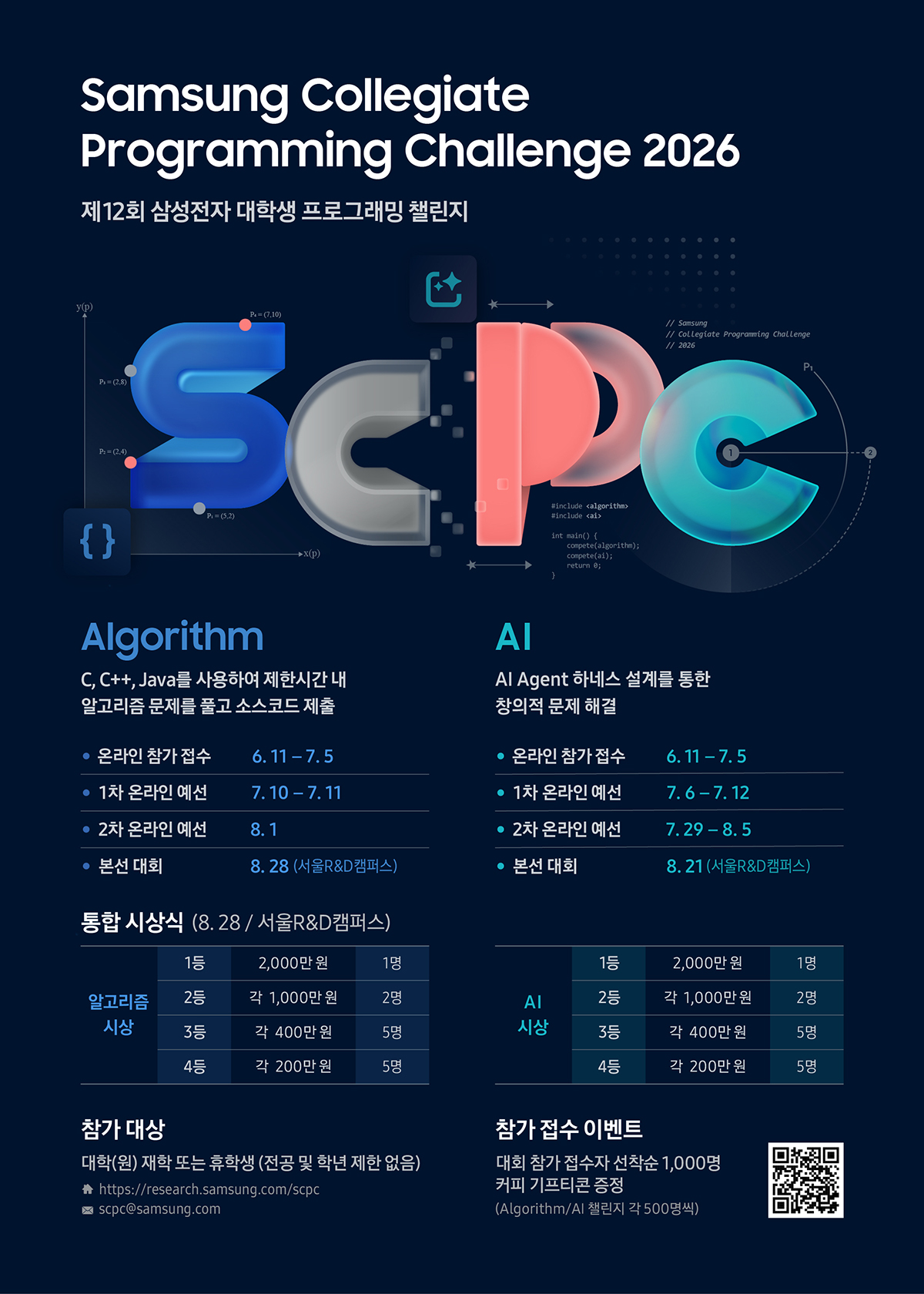 'SCPC 2026' 제12회 삼성전자 대학생 프로그래밍 챌린지